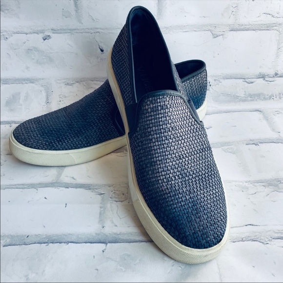 Blue woven slip on sneakers Vince Preston size 7 white chunky sole - Picture 2 of 13